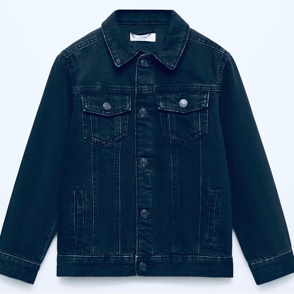🎁NEW Mango Kids Jean Jacket Boys 9-10 NWT, Dark Denim - Picture 8 of 9